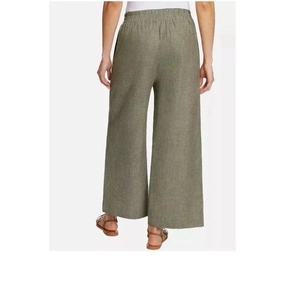 Ella Moss Womens X-Large Tan Linen Blend Wide Leg Ankle Boho Flowy Baggy Pants - Picture 8 of 8